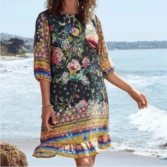 Johnny Was Dresses & Skirts - NWT Johnny Was Naomi Wren Printed Silk Dress Boho Chic Floral Romantic